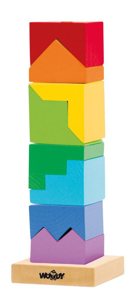 Woody Skládací věž barevná - hlavolam
