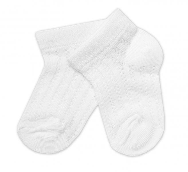 Baby Nellys Kojenecké žakarové ponožky se vzorem, bílé, 6-12 m