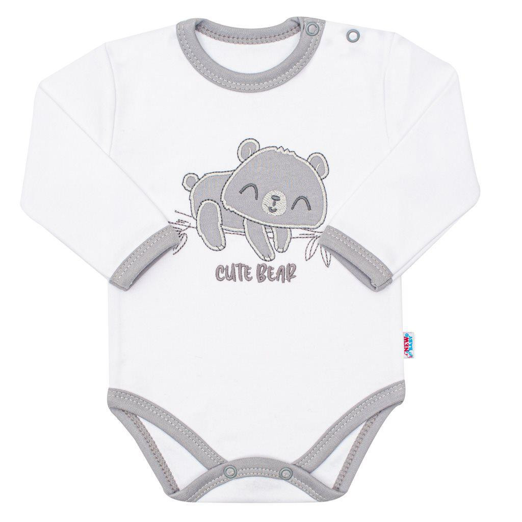NEW BABY Kojenecké bavlněné body s dlouhým rukávem New Baby Cute Bear