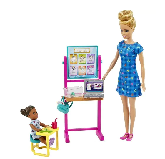 Mattel Barbie Povolání herní set s panenkou - učitelka v modrých šatech