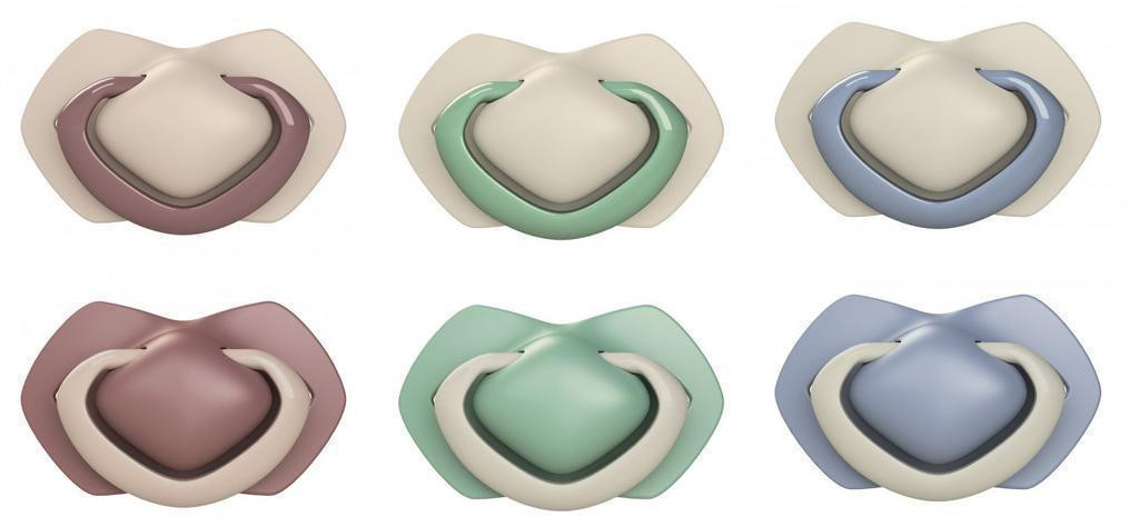 Canpol babies Set symetrických silikonových dudlíků Light touch 6-18m Pure Color