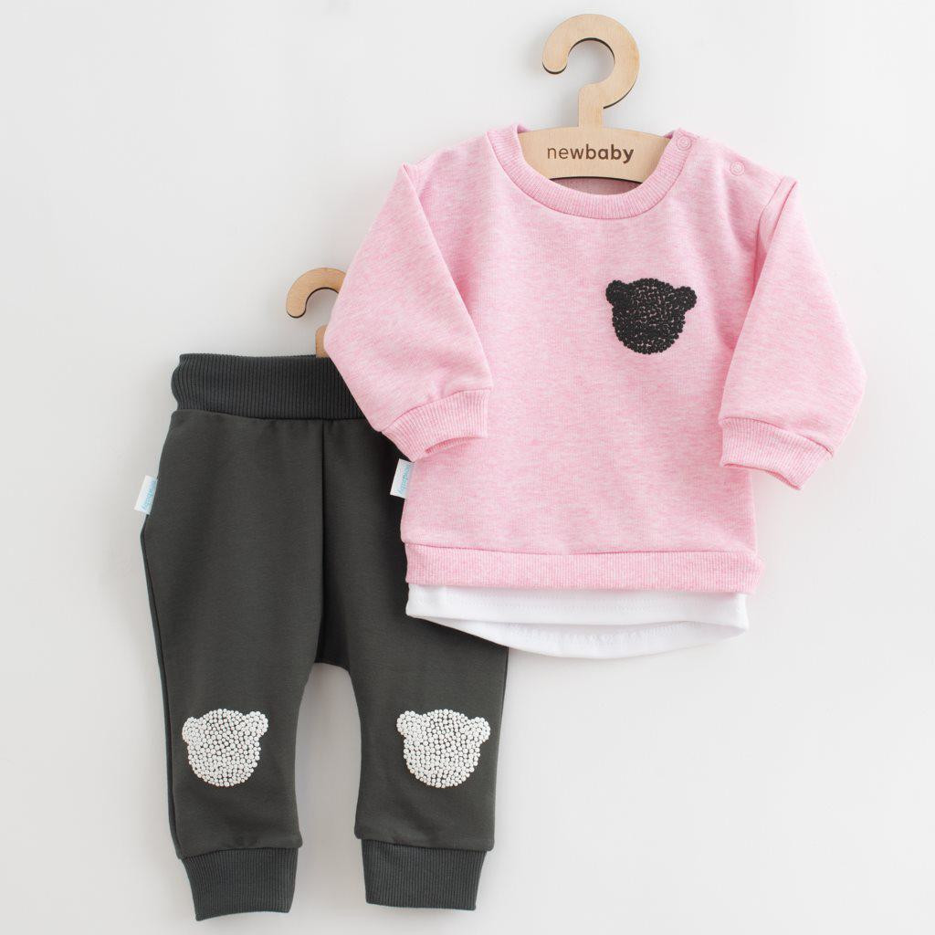 NEW BABY Kojenecká souprava tričko a tepláčky New Baby Brave Bear ABS růžová