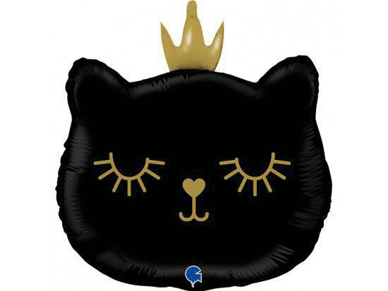 GRABO Fóliový balónek Kočka princezna černá hlava 26"/66 cm