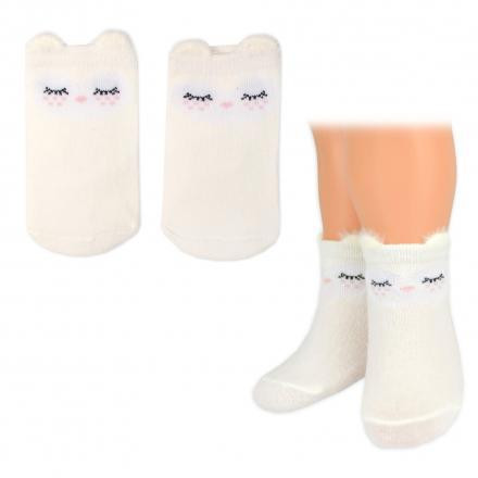 Baby Nellys Bavlněné ponožky Smajlík 3D - smetanové - 1 pár