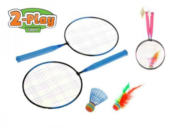 Mikro Trading Badmintonové rakety 2ks 44x22cm + košíček + míček