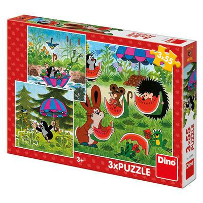 Dino Puzzle Krtek a paraplíčko 3x55 dílků