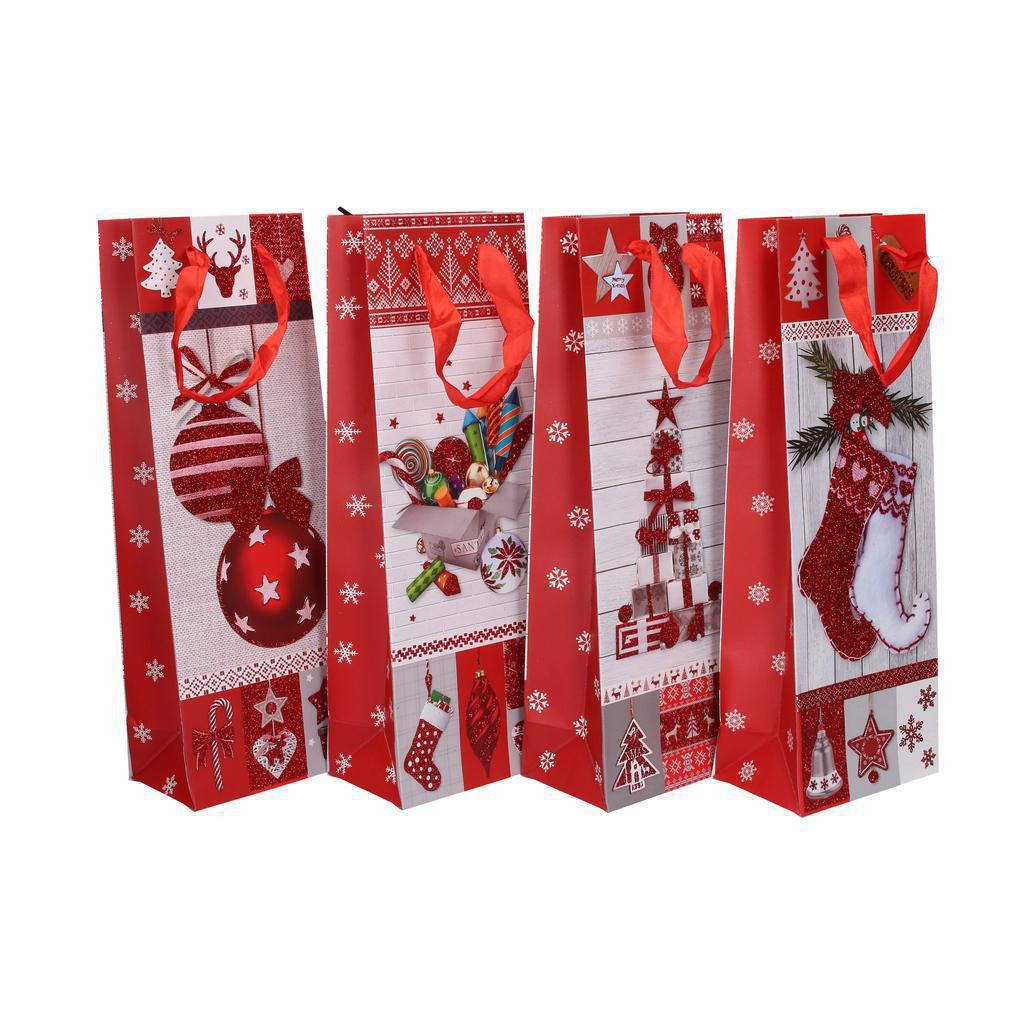 Wiky Dárková taška na láhev 12,5 x 36 x 8,5 cm Vánoce