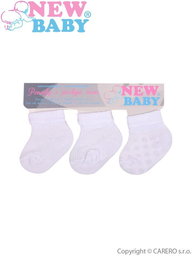 NEW BABY Kojenecké pruhované ponožky bílé - 3ks vel. 56 (6-7) New Baby