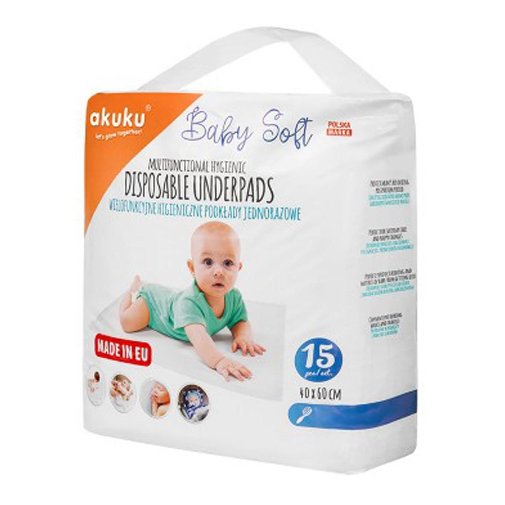 Akuku Jednorázové hygienické podložky Baby Soft 40x60 cm 15ks