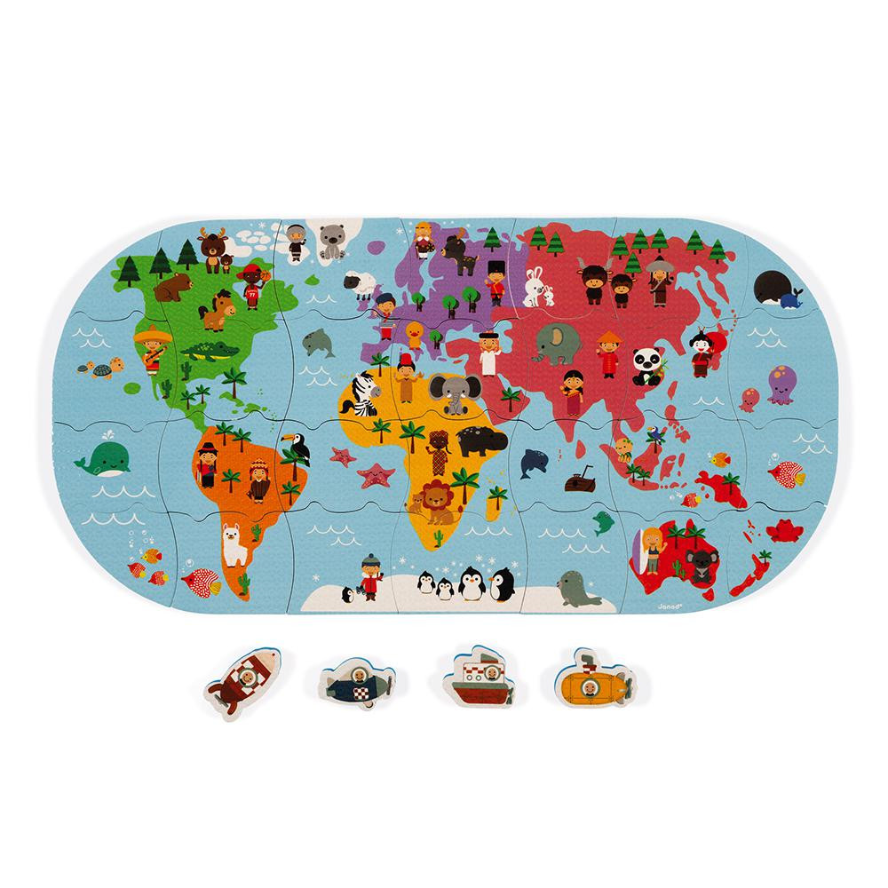 Janod Hračka do vody puzzle Mapa světa