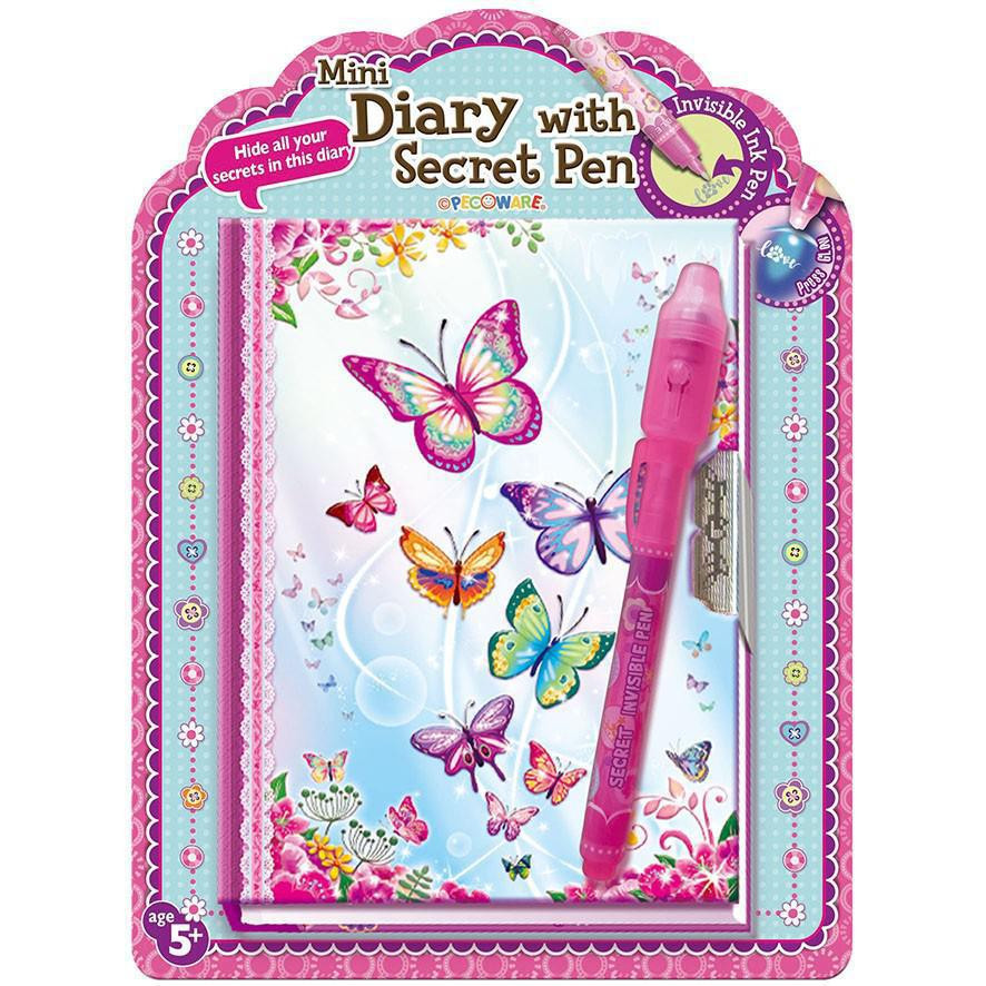 Alltoys Mini deník s tajným perem motýlci