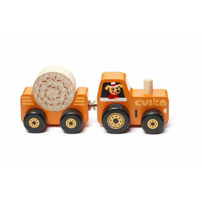 CUBIKA Traktor s vlekem - dřevěná skládačka s magnetem