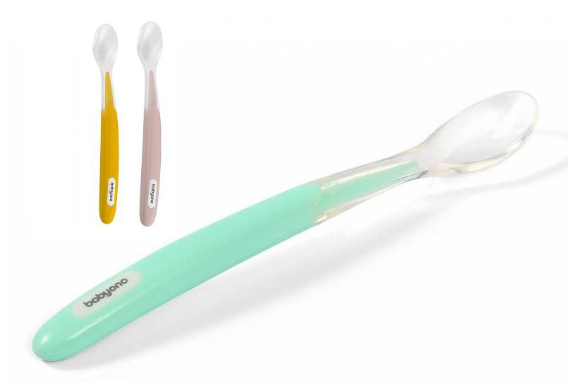 BabyOno Lžička silikonová s měkkým koncem 6m+Baby Ono