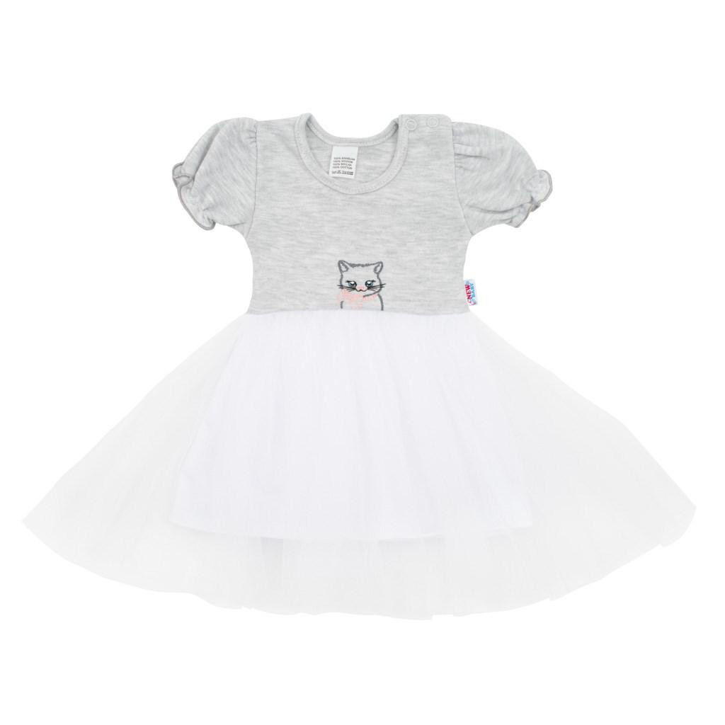 NEW BABY Kojenecké šatičky s tylovou sukýnkou New Baby Wonderful šedé