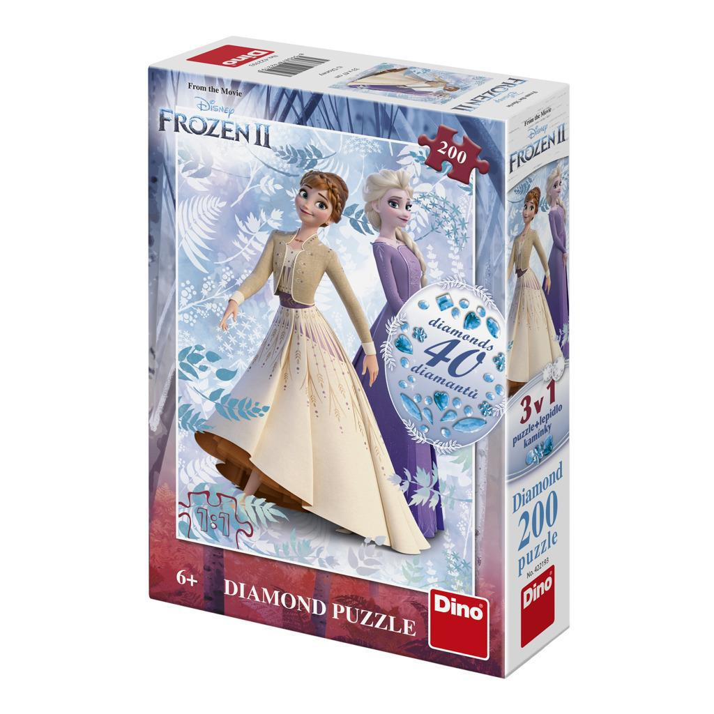 Dino Puzzle 3v1 Ledové království II/Frozen II 200 dílků s diamanty s lepidlem