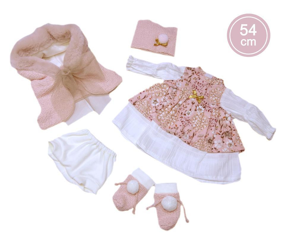 Llorens Obleček pro panenku 40 cm 5dílný bílo-růžový