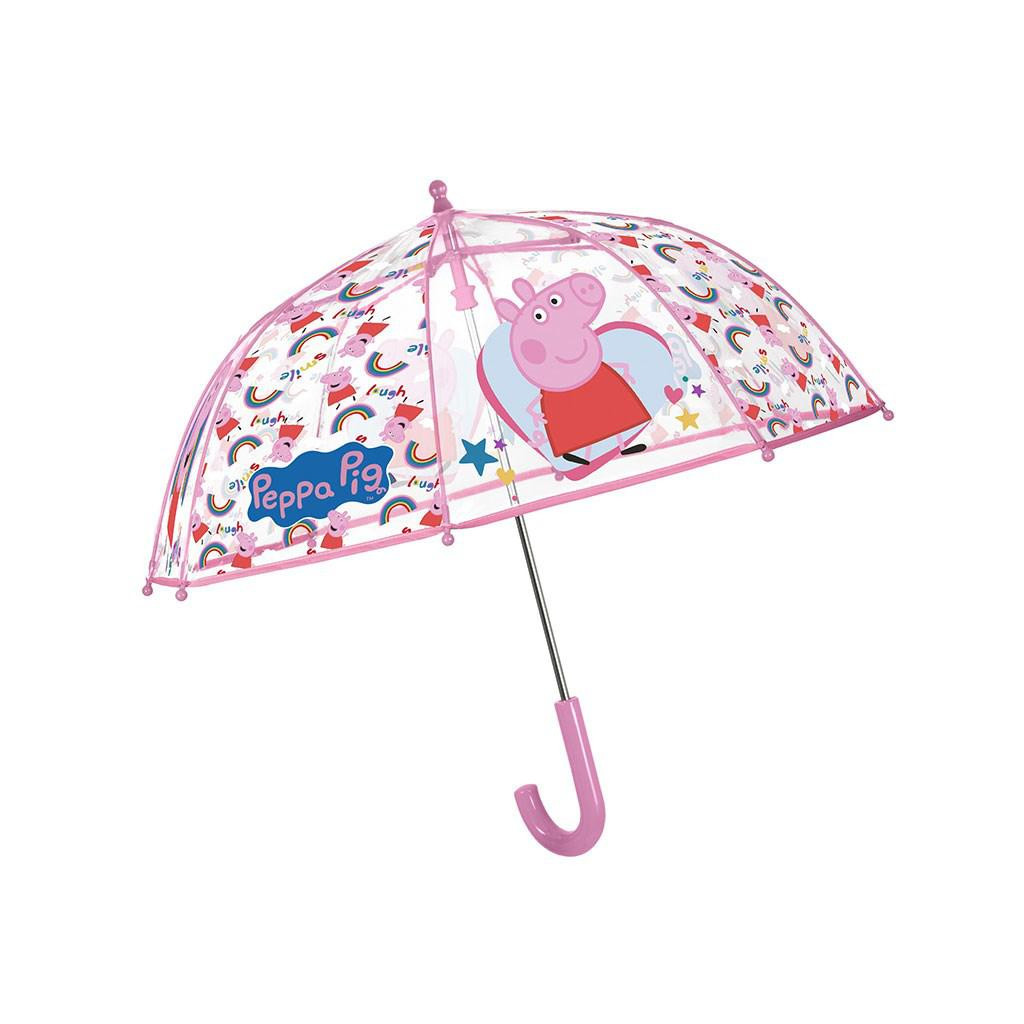 PERLETTI Dívčí deštník transparent Peppa Pig
