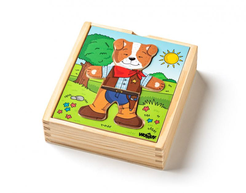 Woody Puzzle šatní skříň Pejsek, 18 dílků