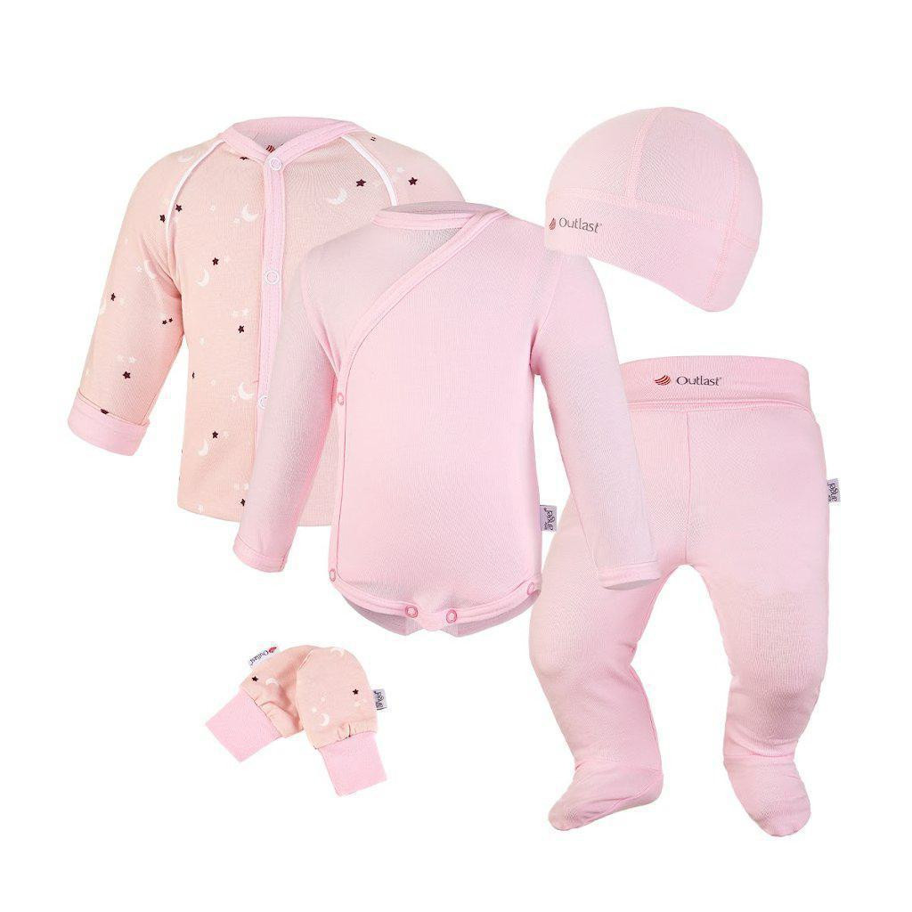 Little Angel (DITA) Novorozenecká sada BIO Outlast® UV 50+ Sv. růžová hvězdičky/růžová baby