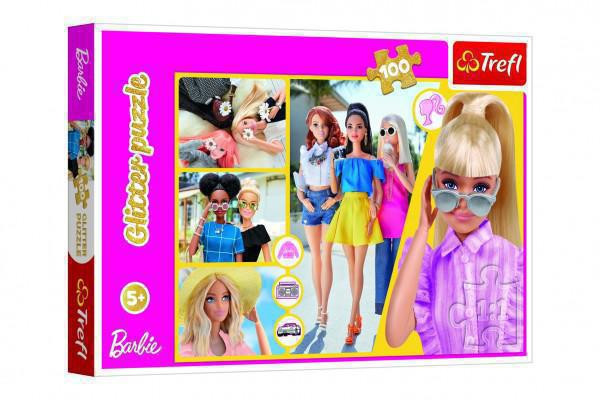 Trefl Puzzle Glitter Třpytivá Barbie 48x34 cm 100 dílků