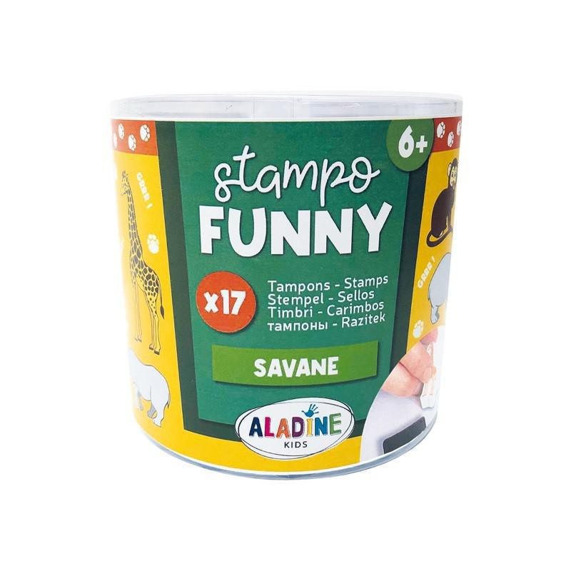 Aladine Dětská razítka Stampo Funny, 17 ks - Safari