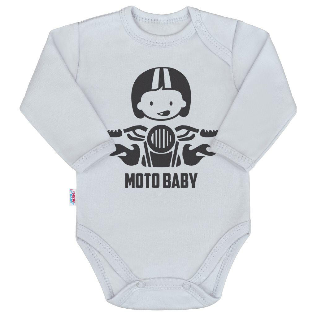NEW BABY Body s potiskem New Baby Moto baby šedé