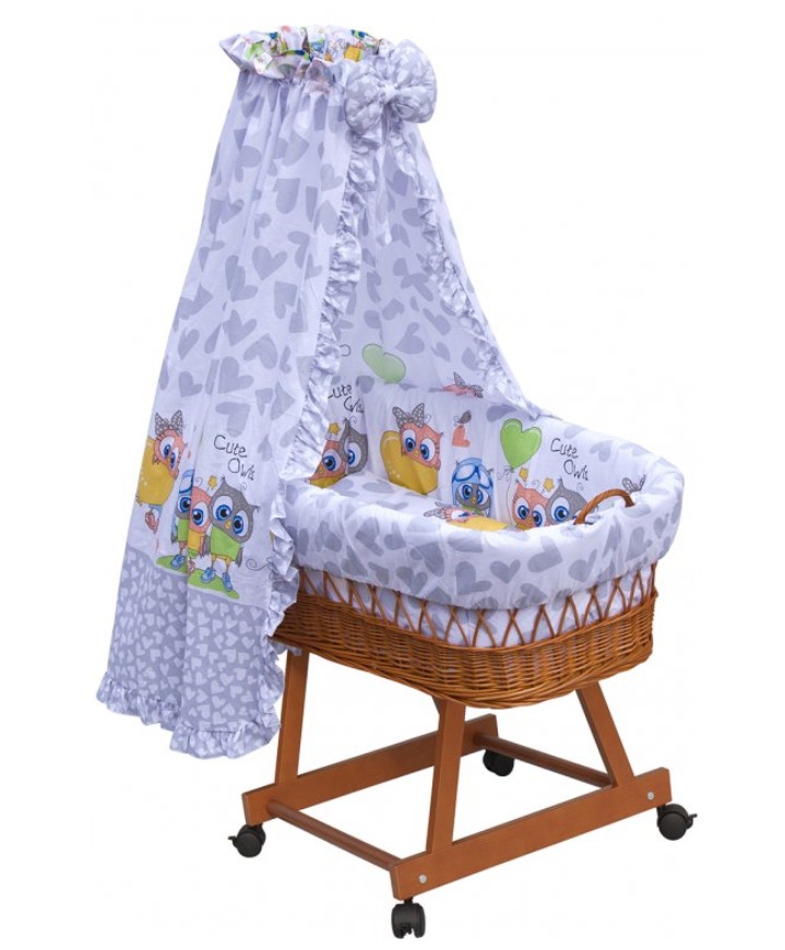 Scarlett Proutěný košík na miminko s nebesy Kulíšek - šedá