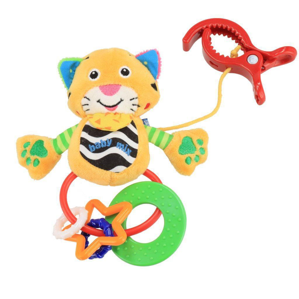 BABY MIX Plyšová hračka s chrastítkem Baby Mix tygřík