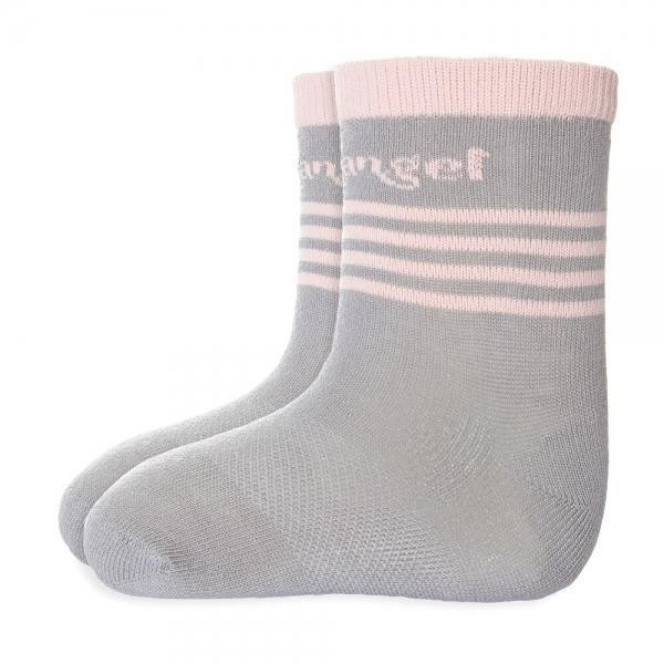 Little Angel(DITA) Ponožky s protiskluzem Outlast® Tm.šedá/sv.růžová