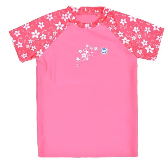 Splash About Plážové UV triko pro děti krátký rukáv Růžové květy