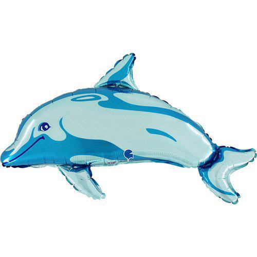 Grabo Delfín modrý 34"/86 cm fóliový balónek nafukovací