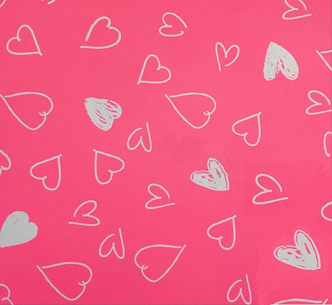 Flexio Balící papír růžový a bílá srdce 2 x 0,70 m