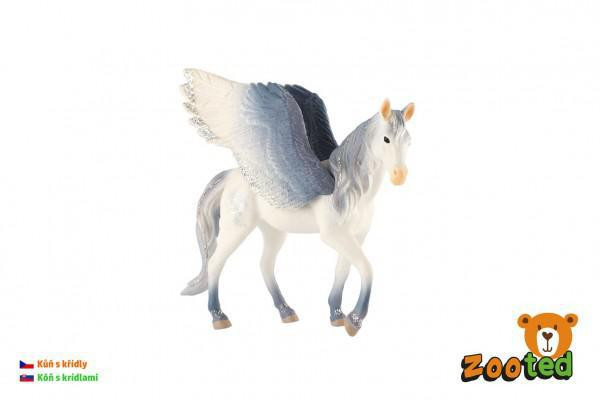 ZOOted Kůň s křídly bílo-šedý plast 14 cm