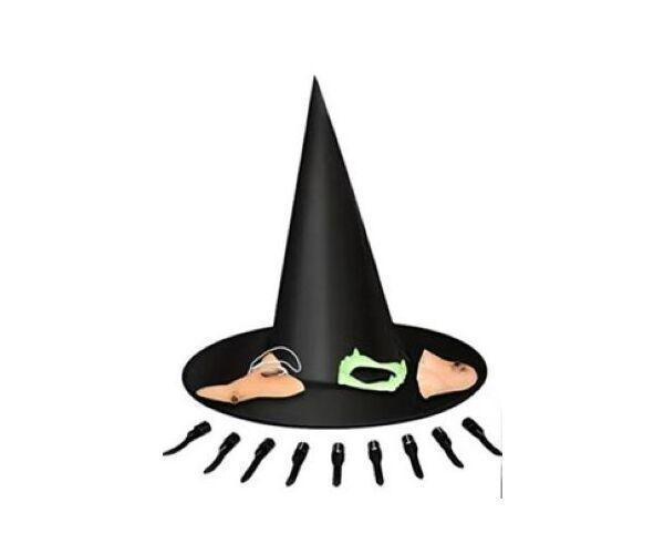 Wiky Set na karneval - čarodějnice (nos, brada, prsty, klobouk a zuby)