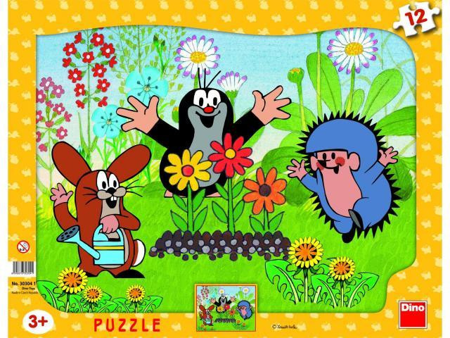 Dino Puzzle deskové Krteček zahradník 12 dílků
