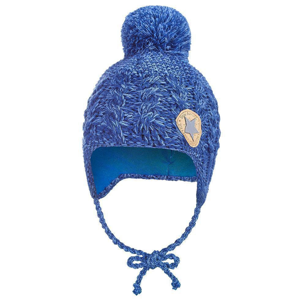 Little Angel (DITA) Čepice pletená zavazovací copánky LA Outlast ® Tm. modrá melír