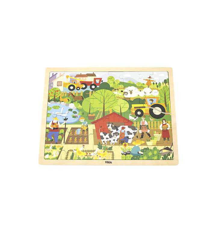 Viga Dřevěné puzzle 48 dílků - farma