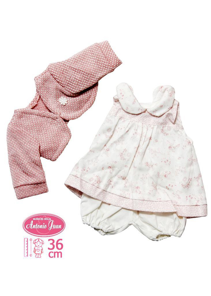 Antonio Juan Obleček pro panenku miminko velikosti 36 cm 3dílný růžovo-bílý