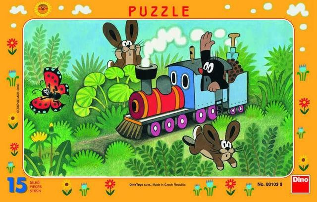 Dino Puzzle deskové Krteček a lokomotiva 15 dílků