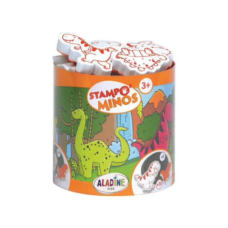 Aladine Dětská razítka s příběhem Stampo MINOS, 10 ks - Dinosauři