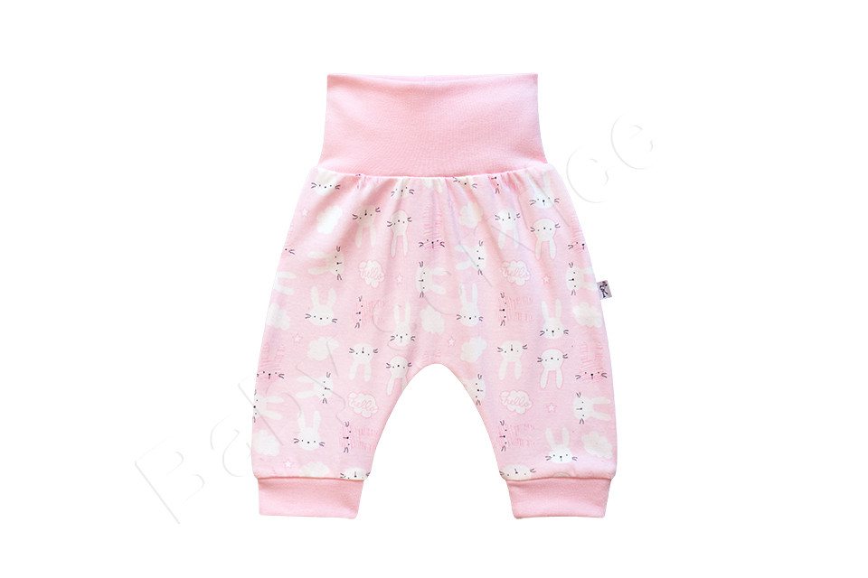 Baby Service Bavlněné kalhoty buggy Zající Růžové