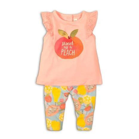 Minoti Kojenecká dívčí souprava - tričko a kalhoty, Minoti, Fruits 4, růžová
