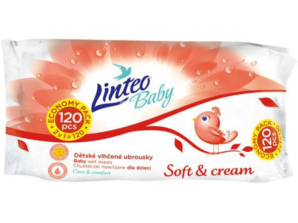 Linteo Vlhčené ubrousky Baby 120ks Soft and cream