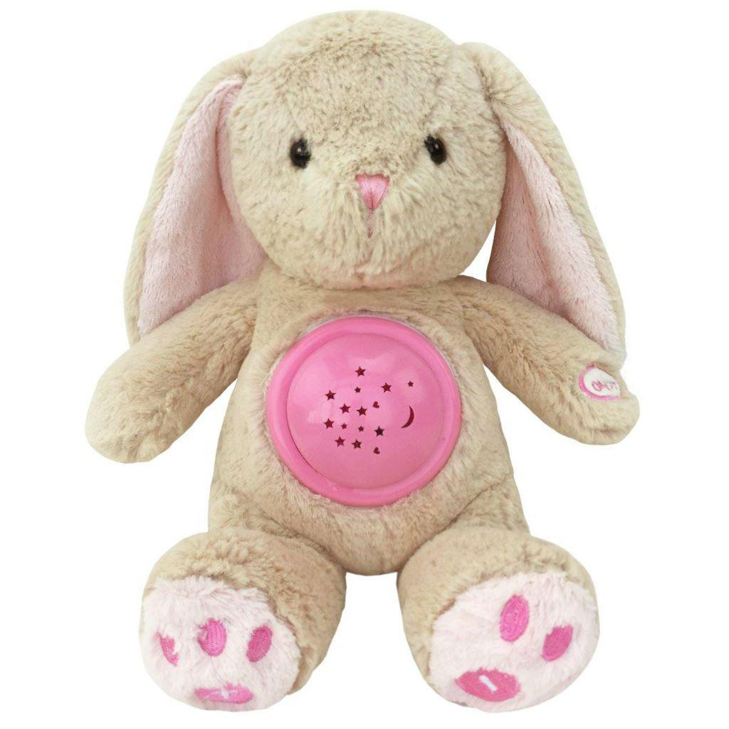 BABY MIX Plyšový usínáček králíček s projektorem Baby Mix růžový
