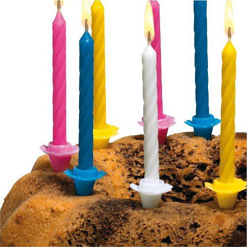 SusyCard Dortové narozeninové svíčky se stojánky, 12 ks