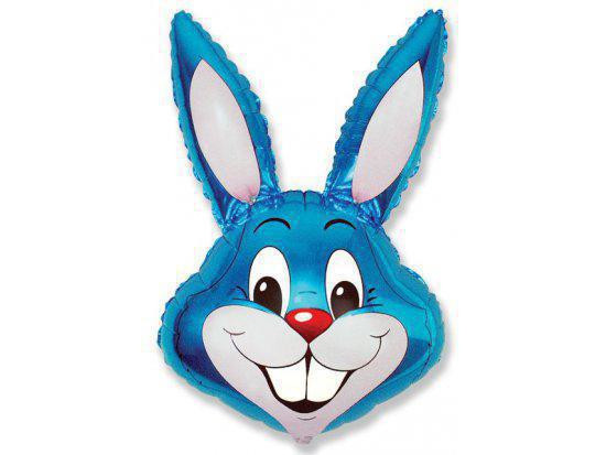 Flexmetal Fóliový balónek hlava zajíc modrý 35"/90 cm