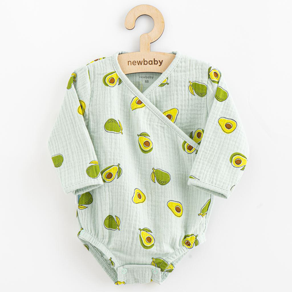 NEW BABY Kojenecké mušelínové body s bočním zavazováním New Baby Avocado