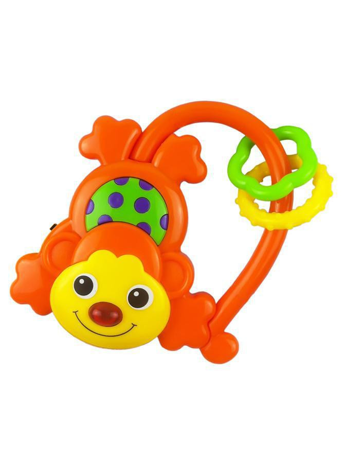 BABY MIX Dětské chrastítko se zvukem Baby Mix Opička oranžová