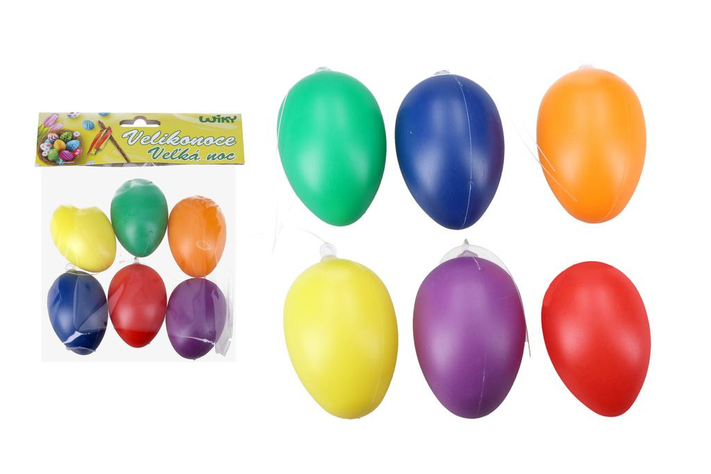 Wiky Vajíčko dekorační plastové barevné na zavěšení 6 cm, 6 ks