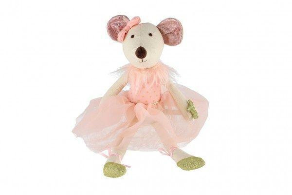 Teddies Myš/Myška baletka sedící látka 20 cm růžová